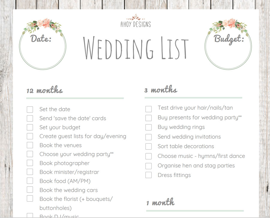 Wedding-Planning Checklist and Timeline Made By A Bride | Ahoy Designs