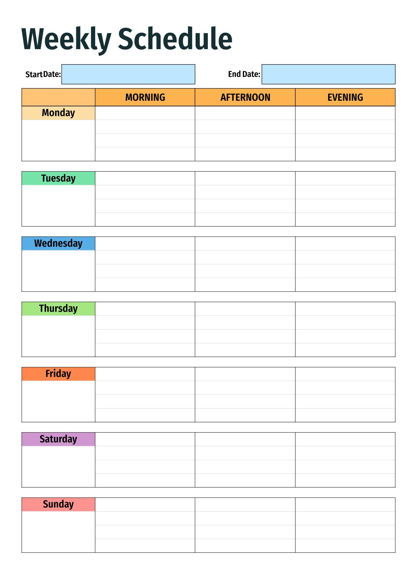 Weekly Planner Calendar Template - 10 Free PDF Printables | Printablee