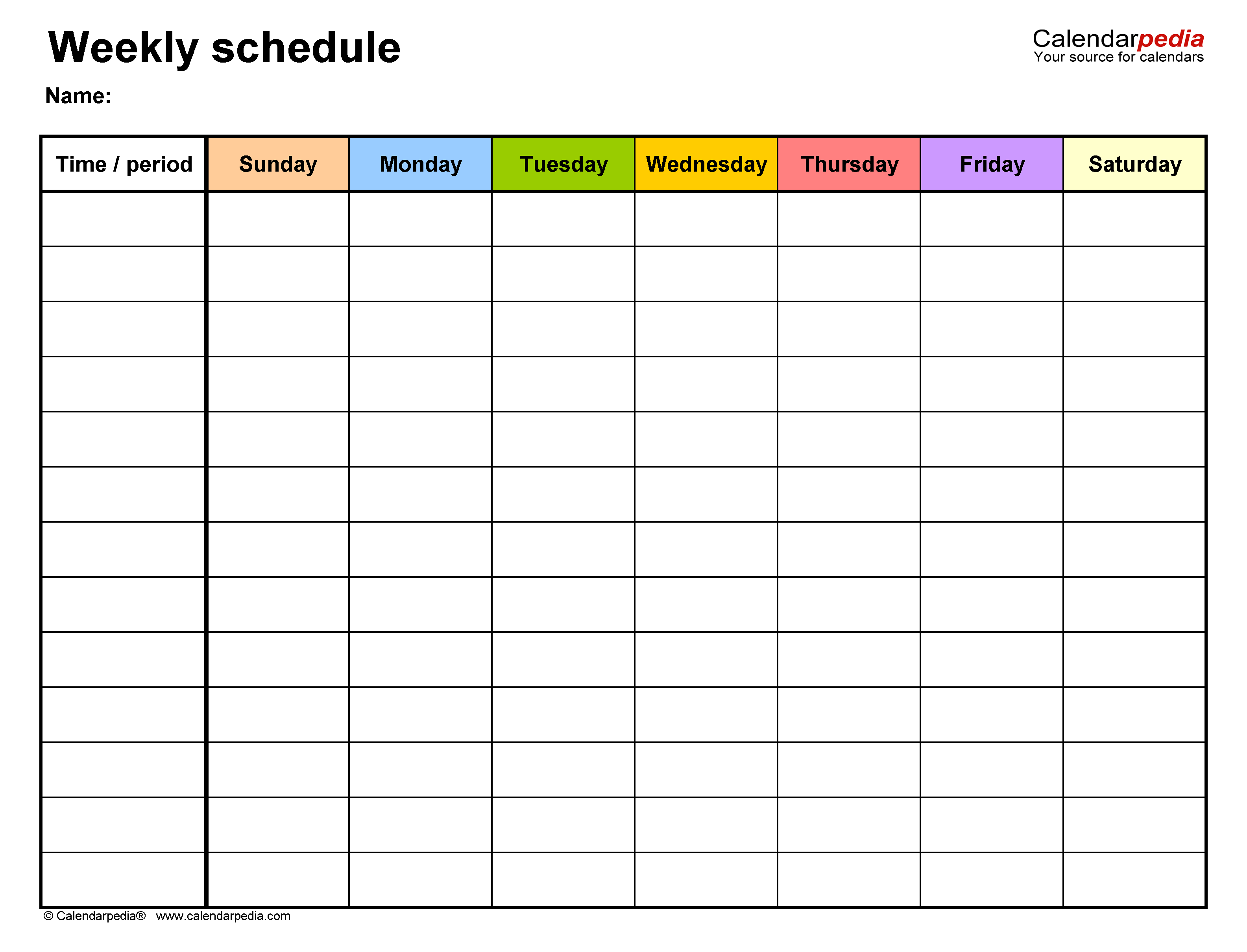 printable week schedule template