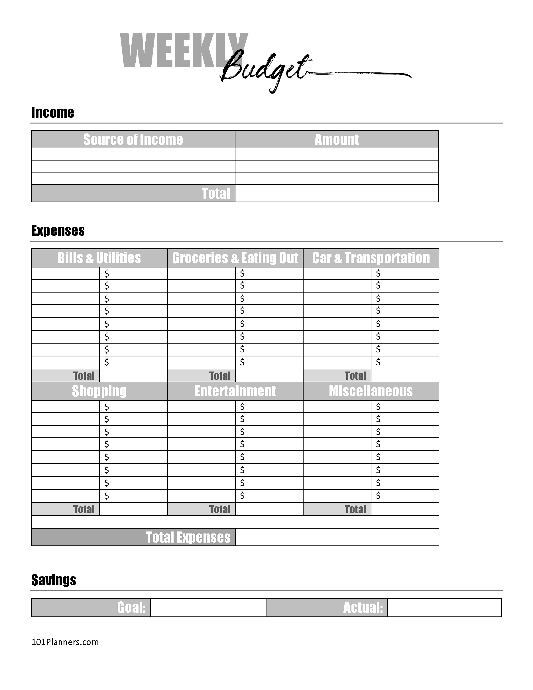 FREE Budget Sheet Template | Printable and Editable