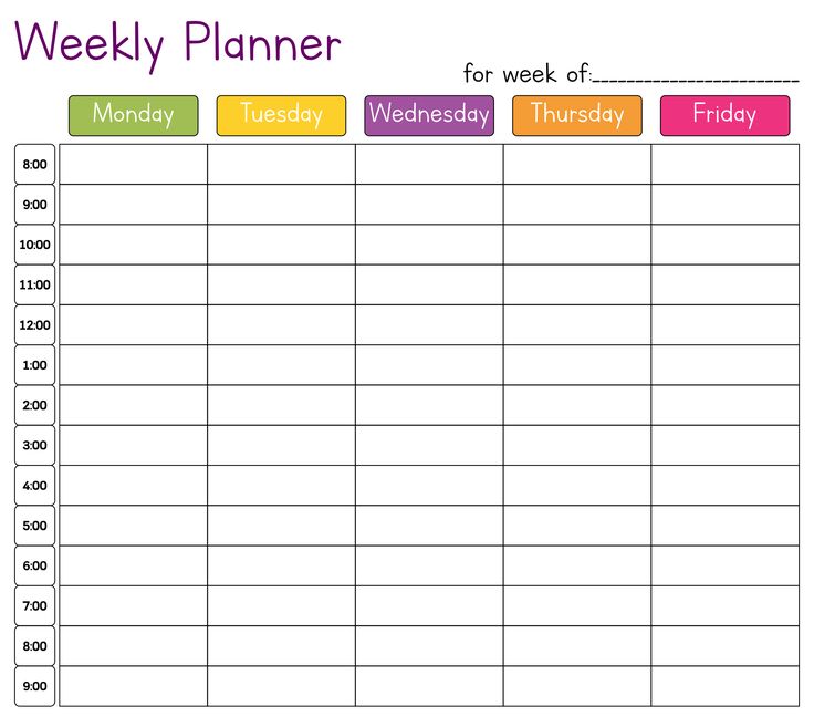 printable weekly daily schedule