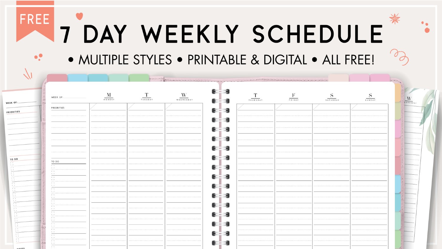 7 Day Weekly Schedule Template - World of Printables