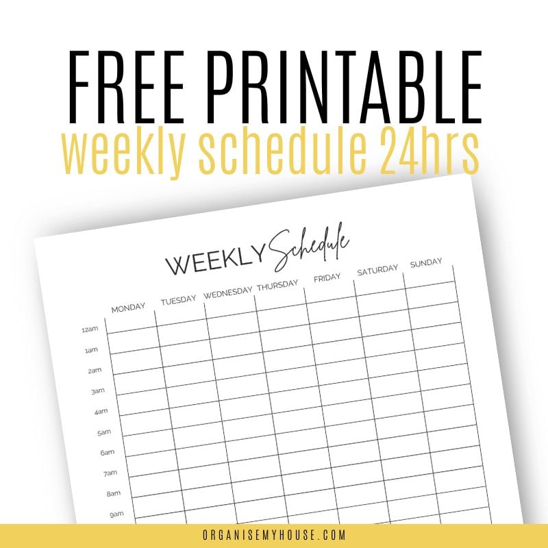 Free Printable Hourly Calendar For The Week (24hr A Day)