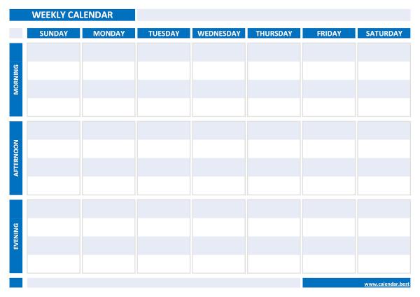 printable weekly daily schedule