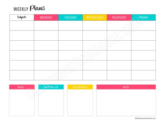printable weekly homeschool planner