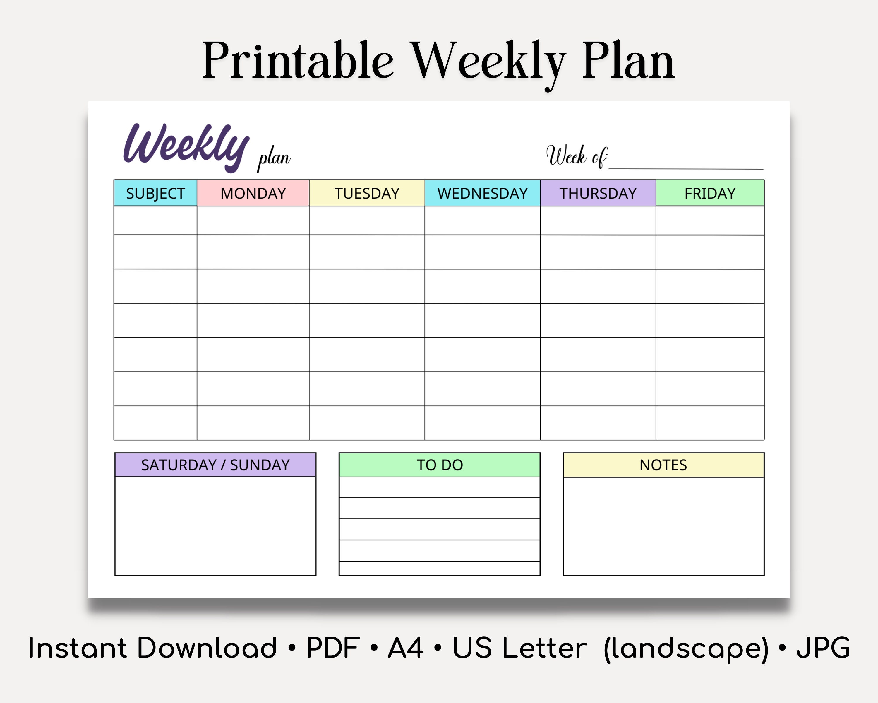printable weekly homeschool planner