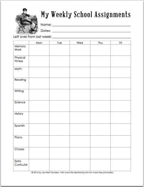Printable Weekly Planners for Home or School