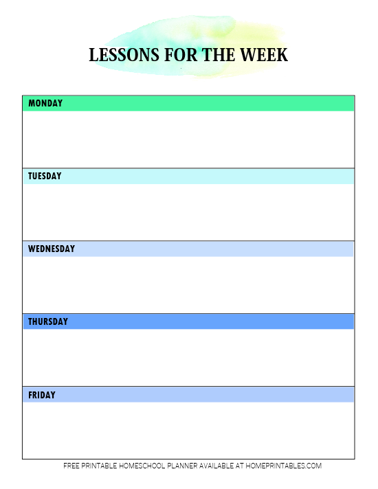 Free Printable Homeschool Planner: 20 PDF Templates Worksheets Library