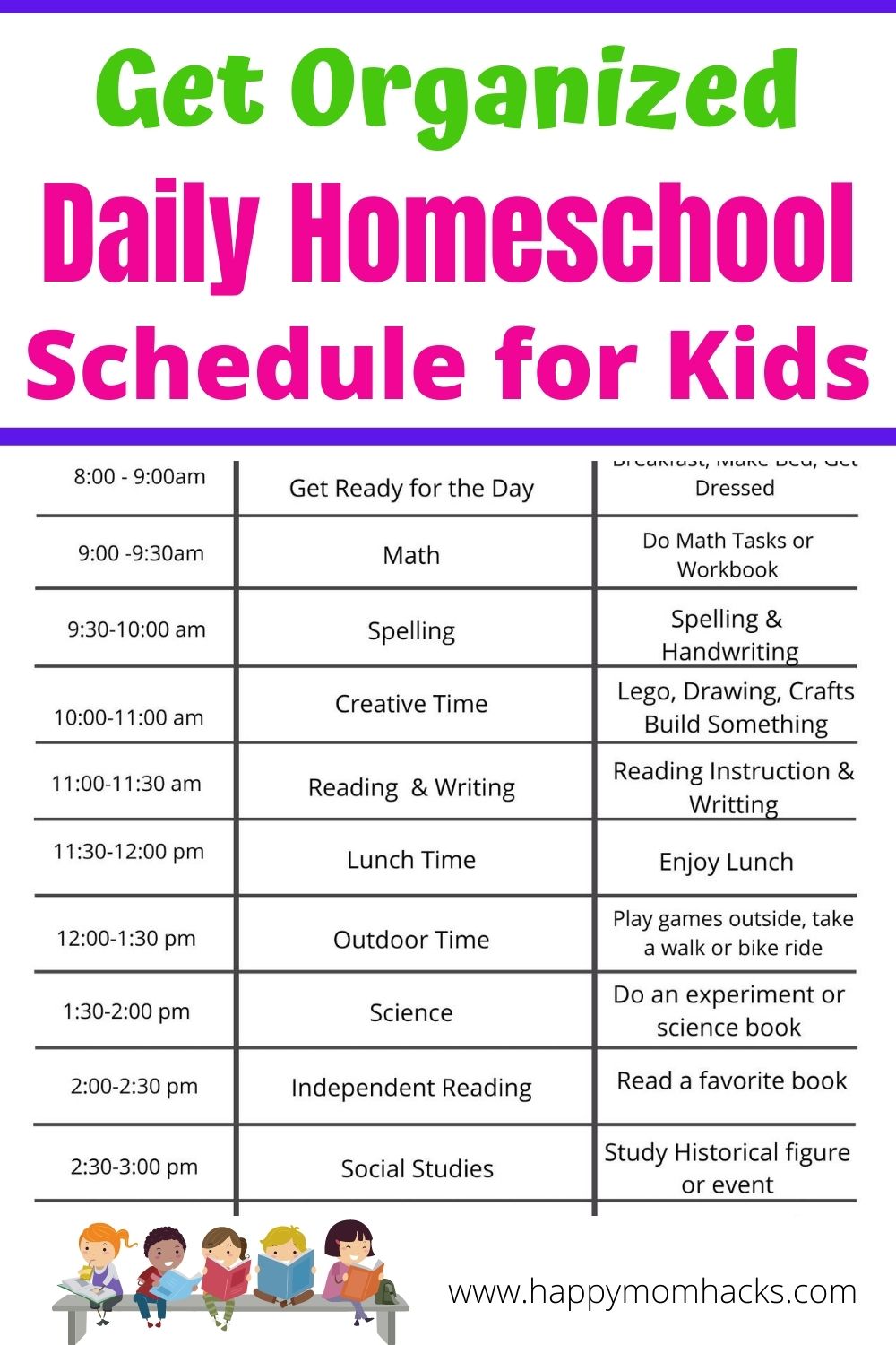 Free Printable Homeschool Schedule for Kids Thats Easy to Follow