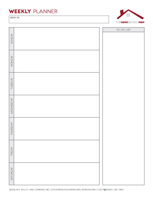 Printable Homeschool &  Household Planner Pages - TheHomeSchoolMom