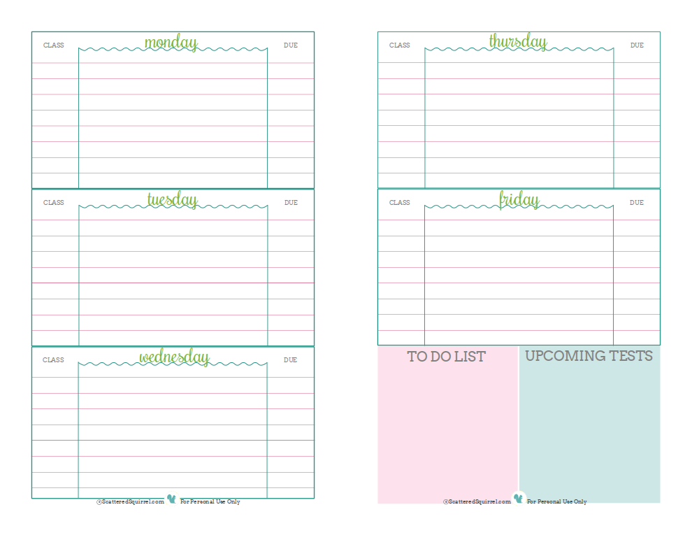 student-planner-printables-scattered-squirrel-worksheets-library for Free Printable Homework Planner Template Student Planner Printables - Scattered Squirrel - Worksheets Library for Free Printable Homework Planner Template