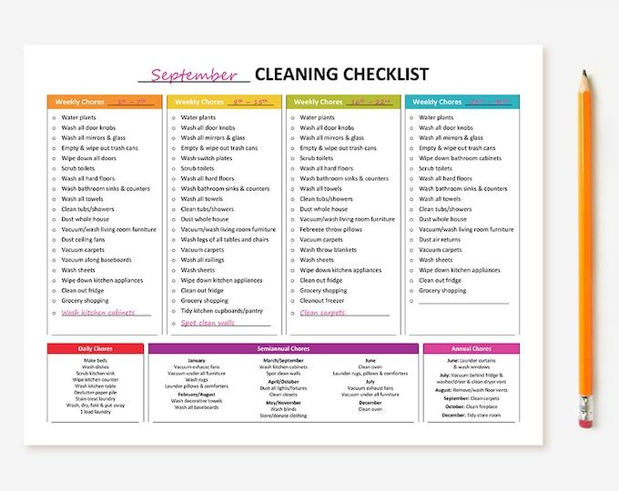 Printable Cleaning Schedule &  Master House Cleaning List Package