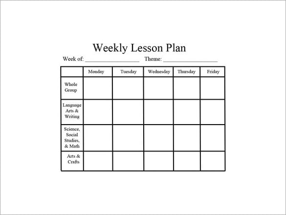 printable weekly lesson planner