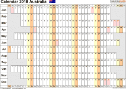 Australia Calendar 2018 - Free Printable PDF templates