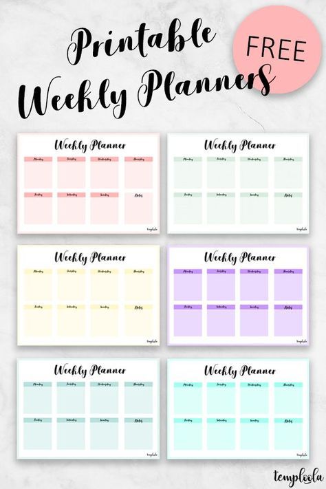 12 Free Printable Weekly Planner PDF Templates [2018]