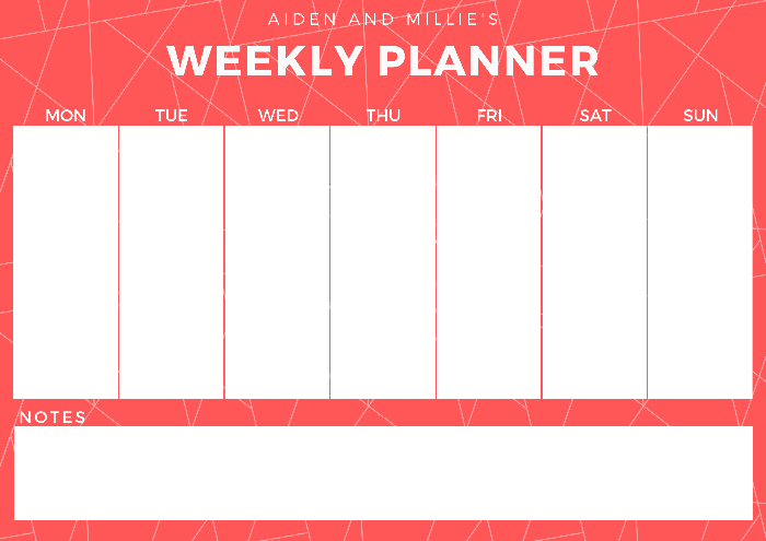 Weekly Planner Landscape Bold