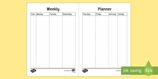 Weekly Planner Template - Teaching Resources (teacher made)
