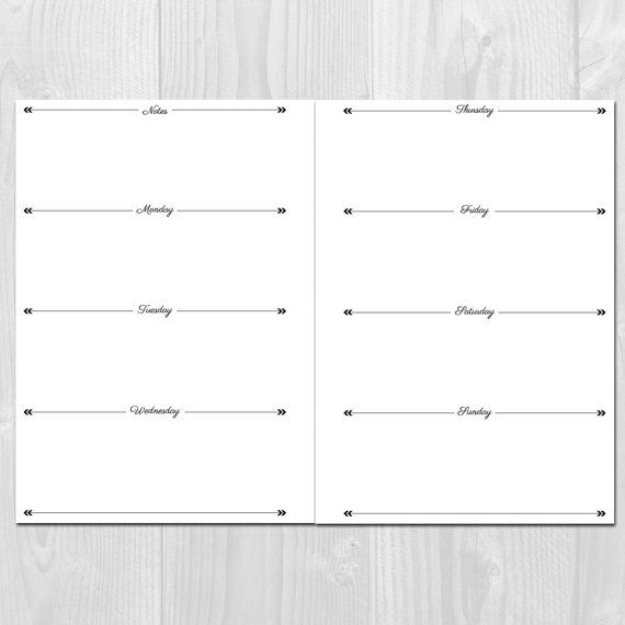 Weekly Planner Printable Horizontal Layout A5 Size Undated - Week ...