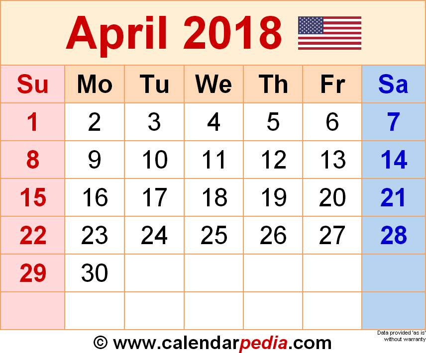 printable weekly planner april 2018