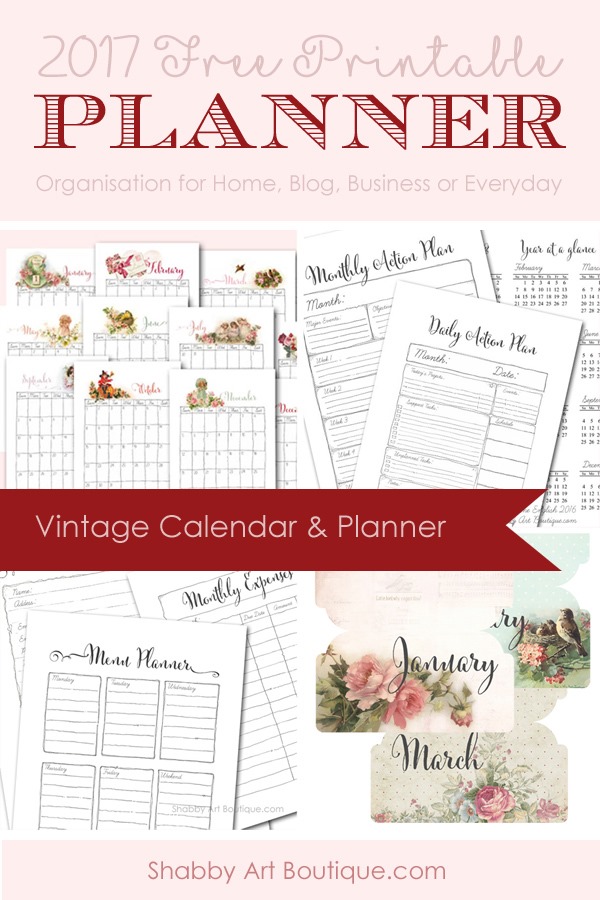 2017 Free Vintage Planner Bundle - Shabby Art Boutique