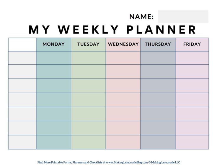 printable weekly planner for students
