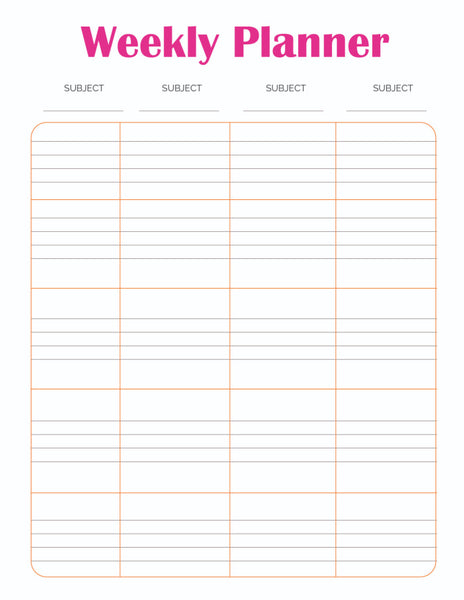 printable weekly planner for students