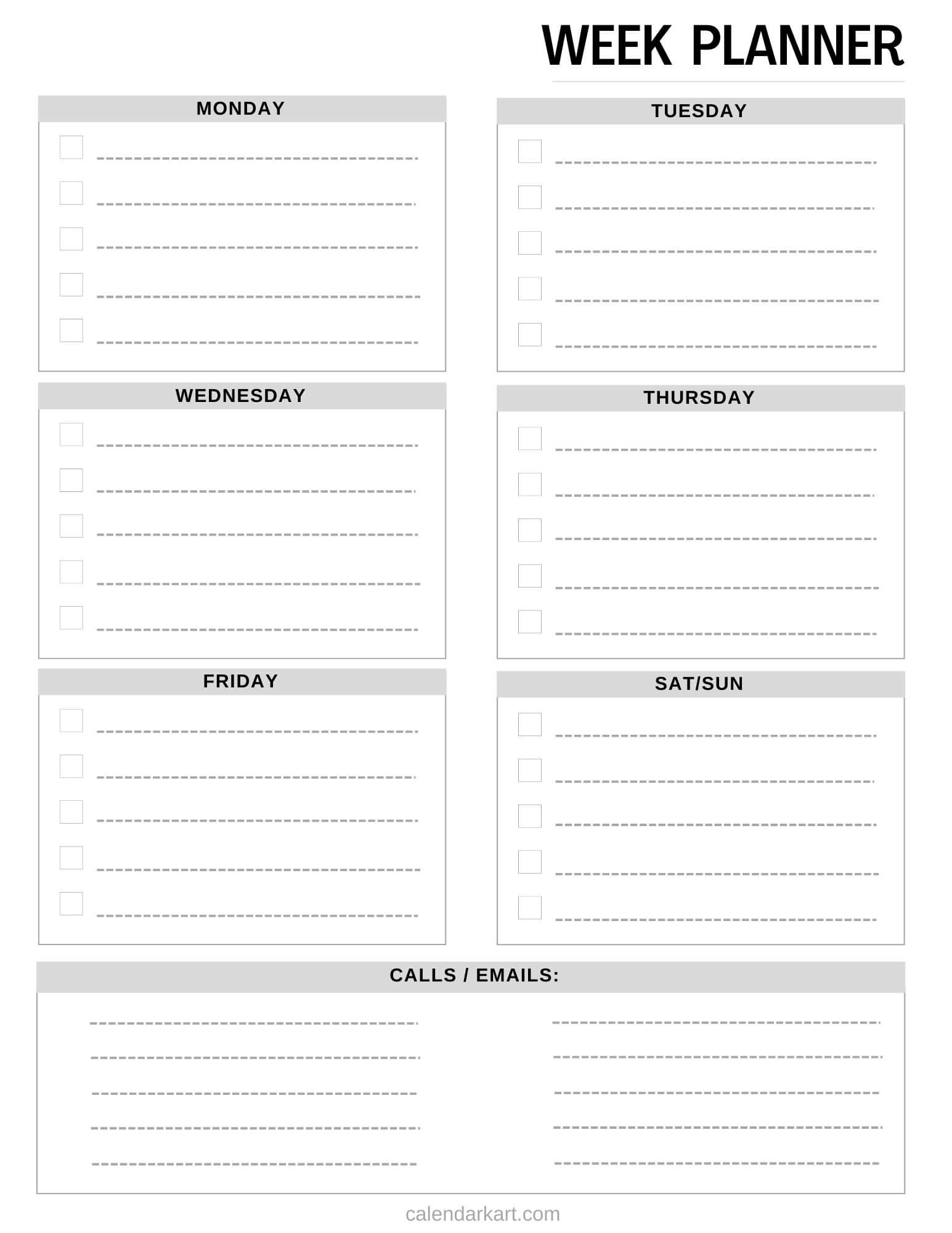 Free Printable Weekly Planner Templates - CalendarKart - Worksheets Library