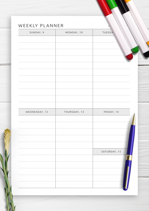 printable weekly planner for work