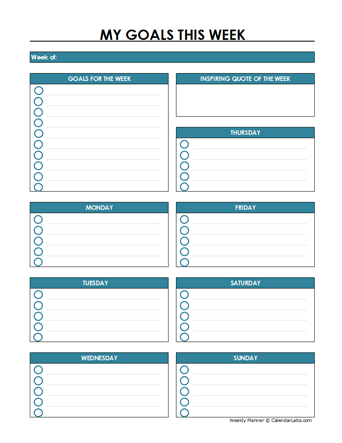 printable weekly planner for work