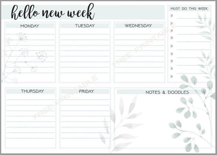 Free PDF Printable: Weekly Planner