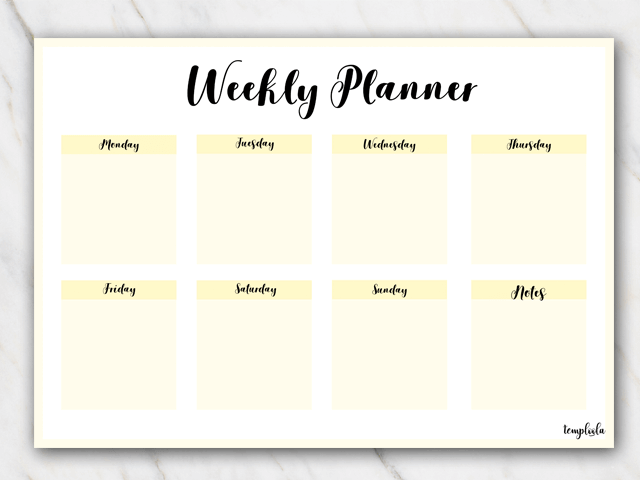 printable weekly planner landscape