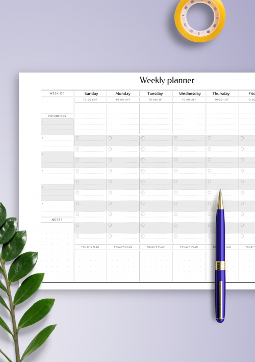 printable weekly planner landscape