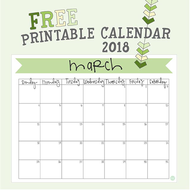 March 2018 Calendar - Free Printable | Live Craft Eat