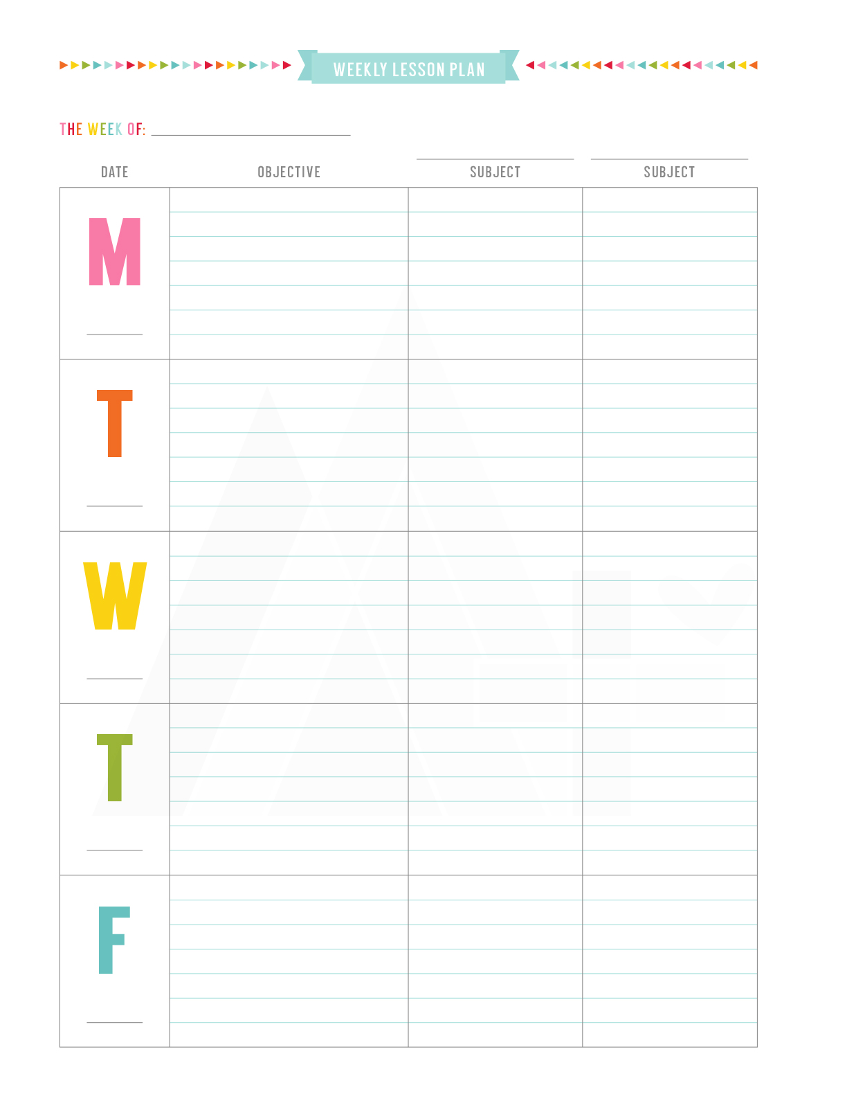 printable weekly planner teacher