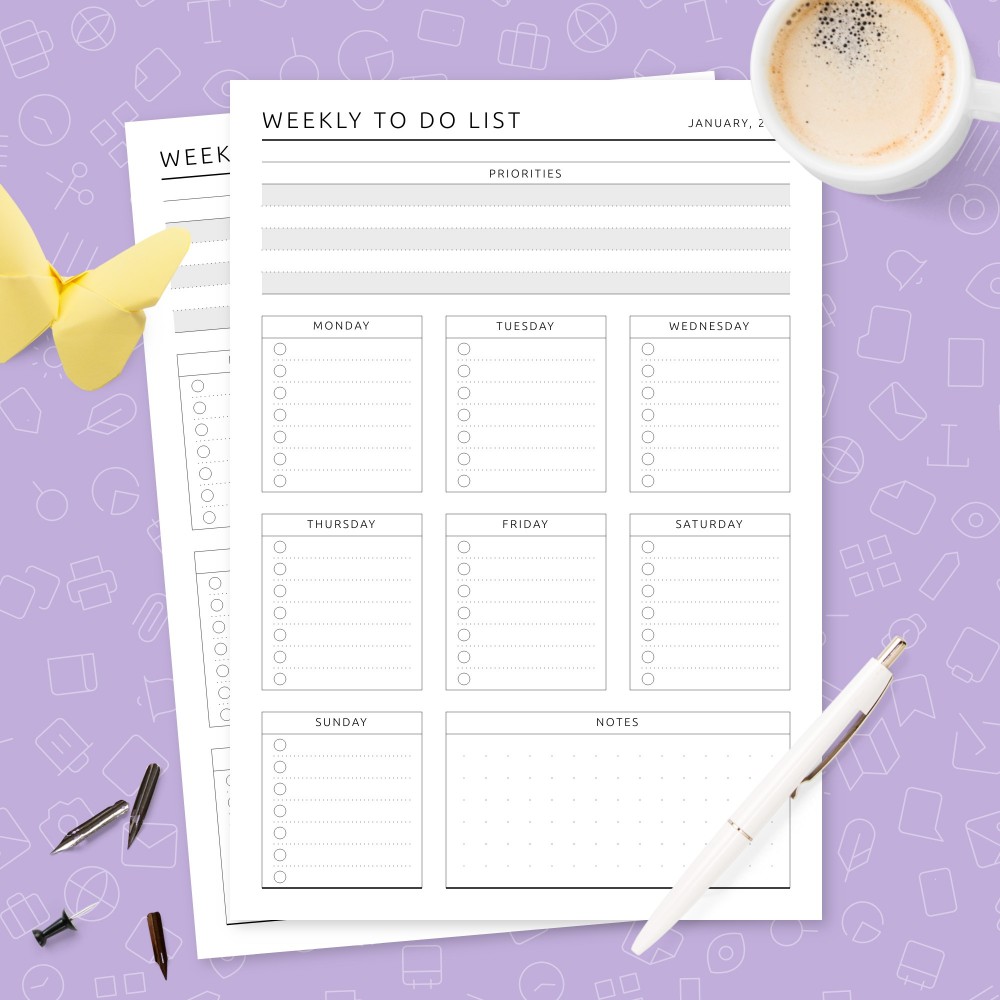 Weekly To Do List Templates - Download PDF