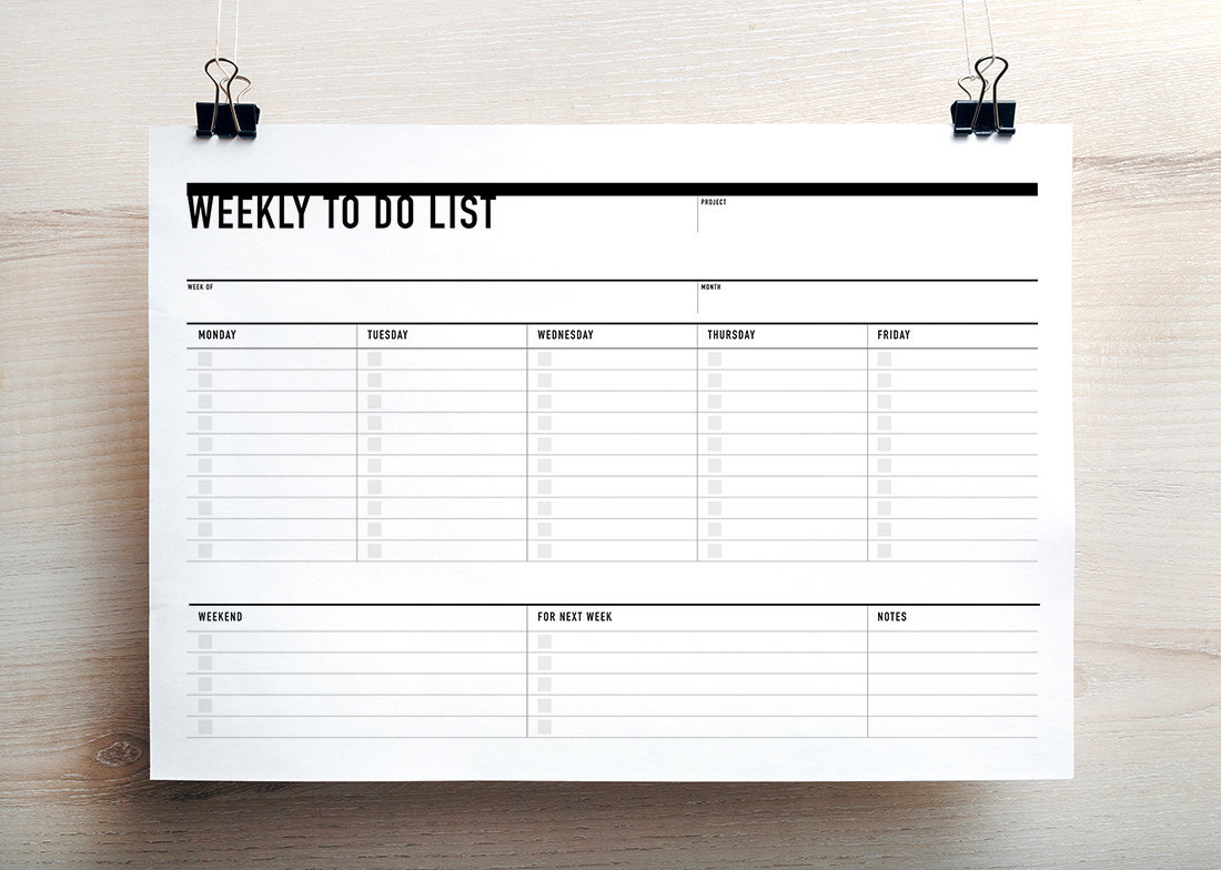 Printable Weekly To Do List | Rumble Design Store