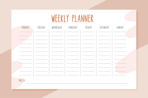 Free Vector | Weekly planner template card for notes
