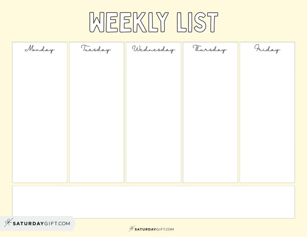 Weekly planner printable - 39 cute free weekly calendar templates ...