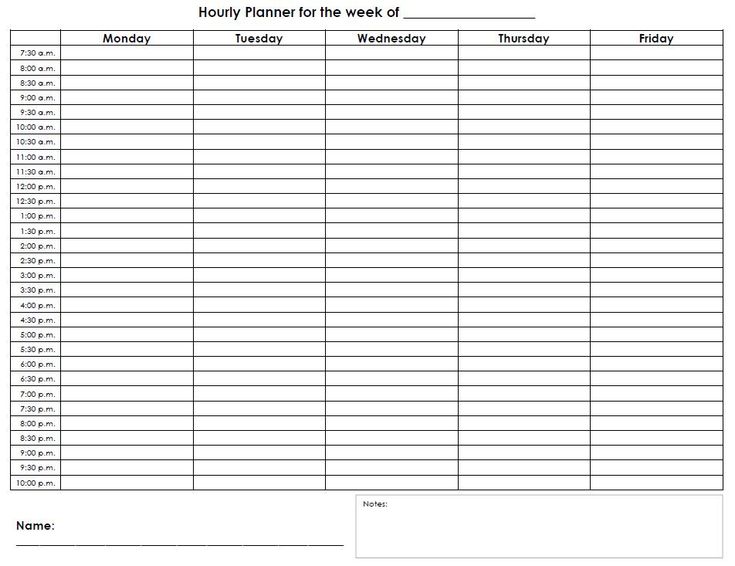 Daily Hourly Calendar Template - 10 Free PDF Printables | Printablee
