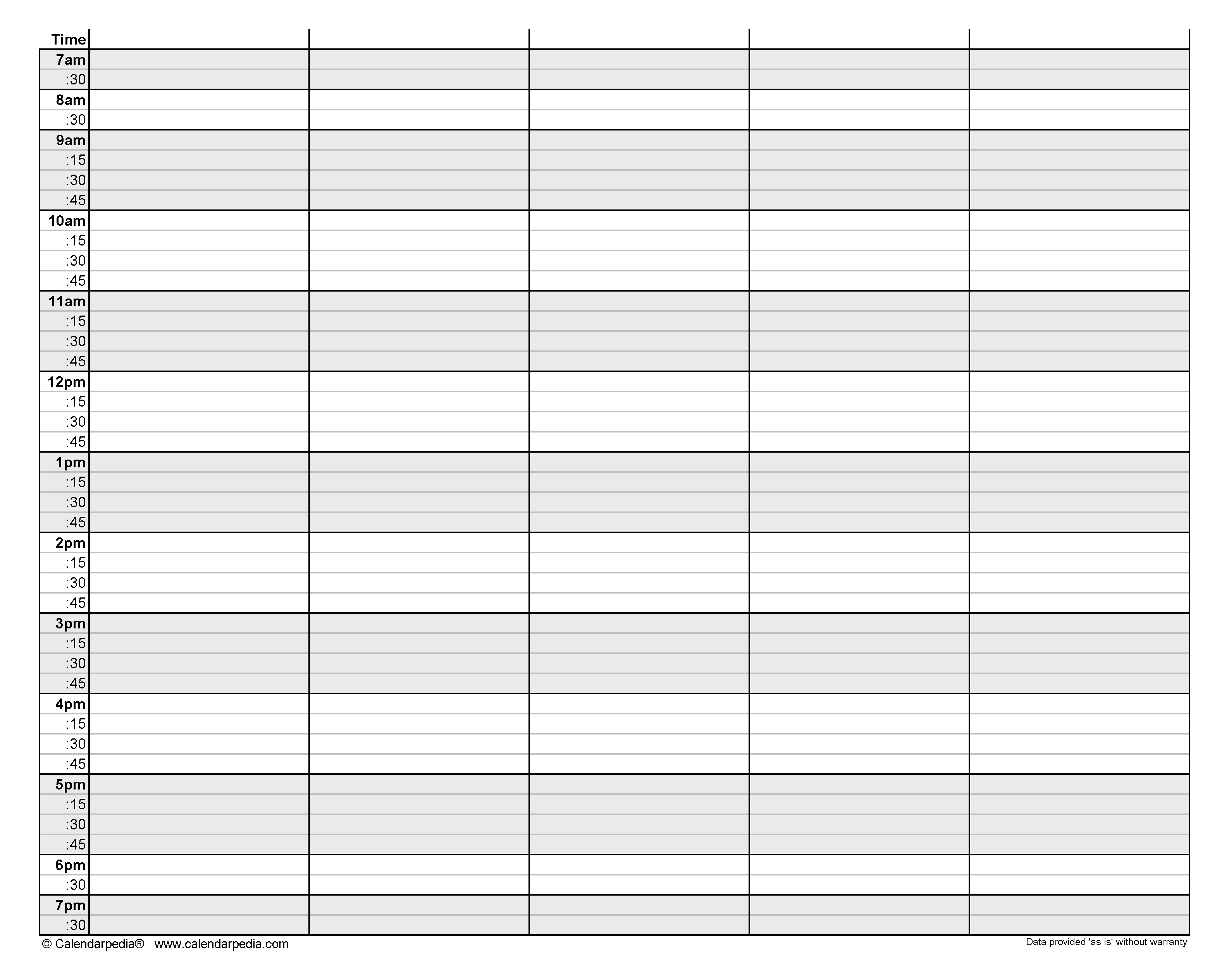 printable weekly schedule hourly