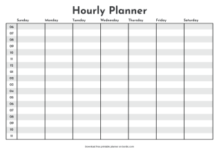printable weekly schedule hourly