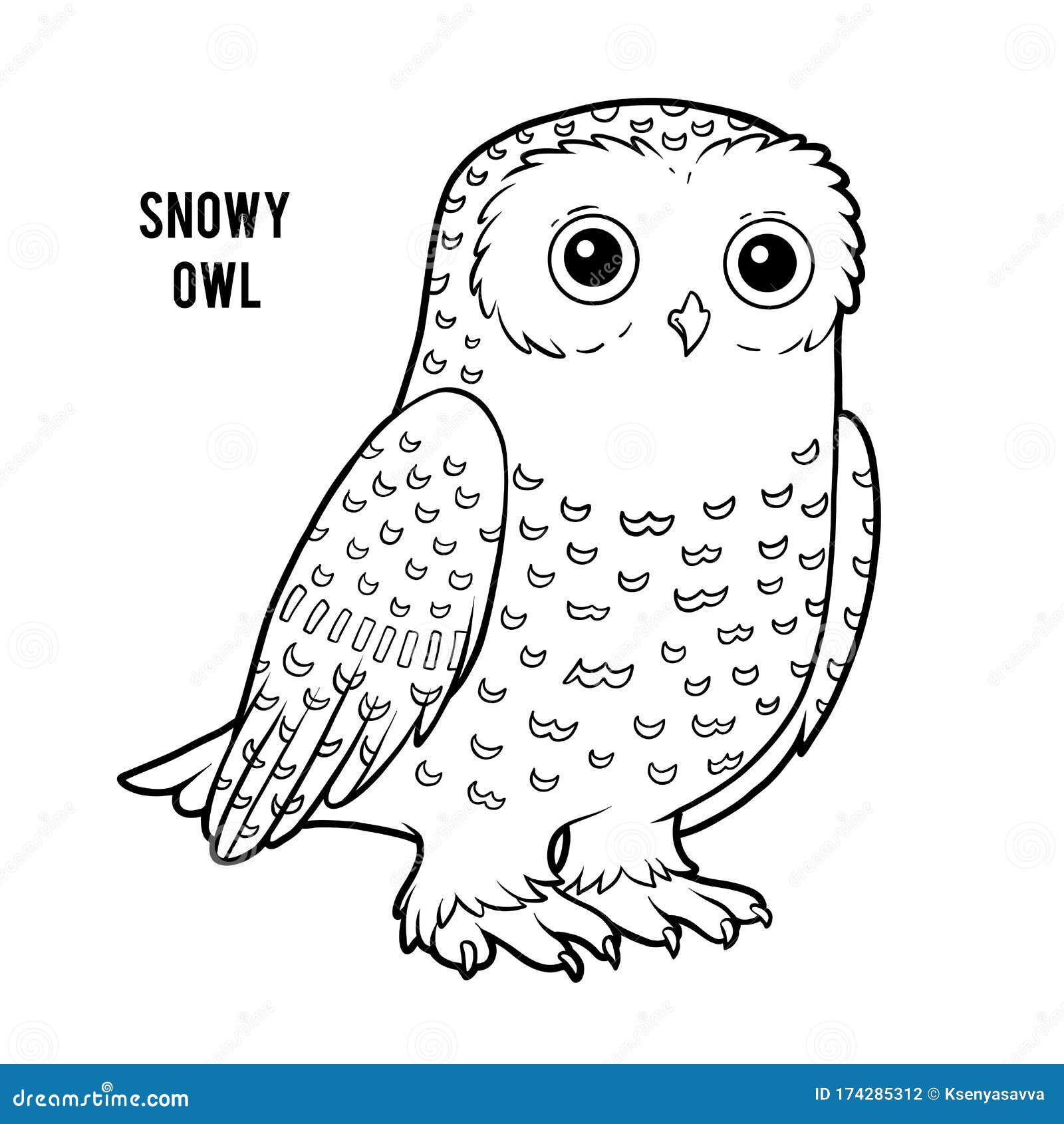 Coloring book, Snowy owl stock vector. Illustration of feather ...