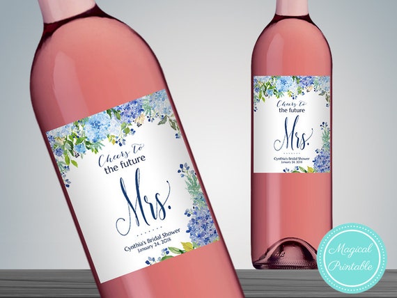 Hydrangea Printable Wine Bottle Labels, Printable Wine Bottle ...