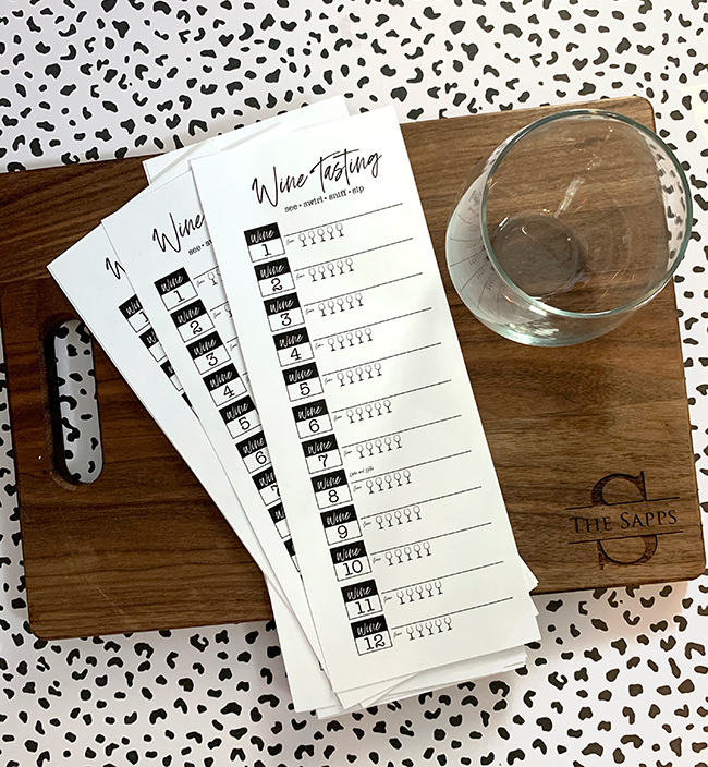 Wine Tasting Printable - Wine &  Cheese Party - Poofy Cheeks