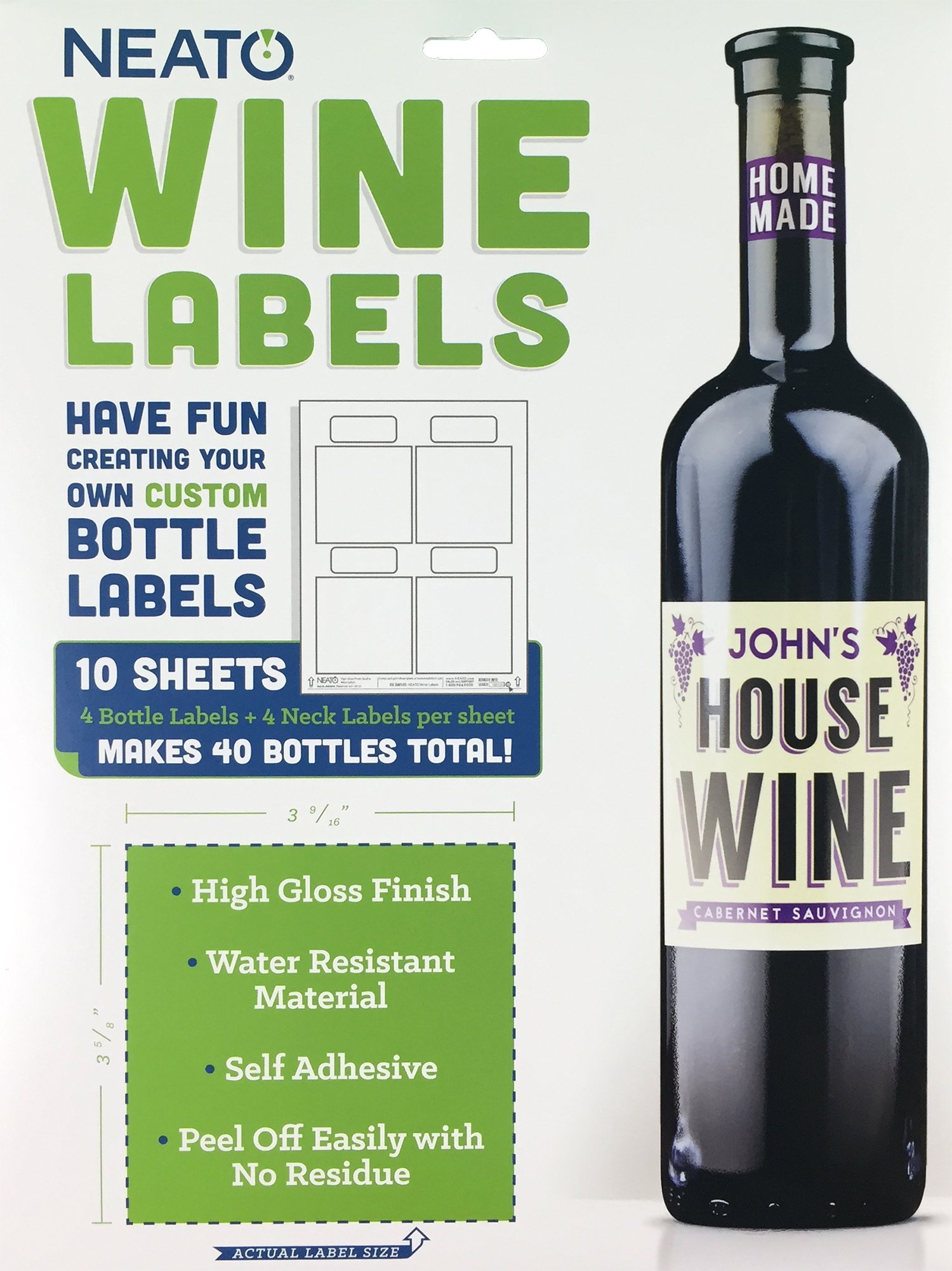 Amazon.com: Wine Bottle Labels - 10 Sheets. 40 Bottle &  Neck ...