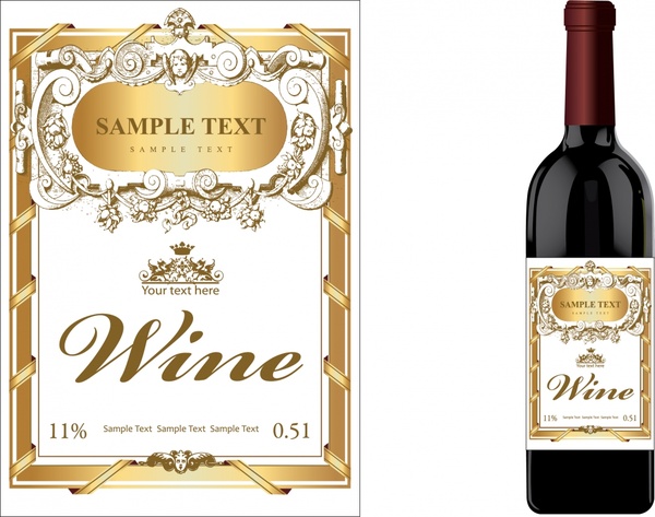 Wine label template luxury golden classical decor Vectors images ...