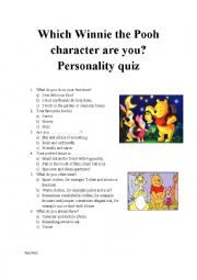 Which Winnie the Pooh character are you? Personality quiz - ESL ...