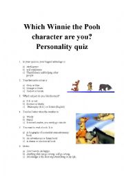 printable winnie the pooh personality test