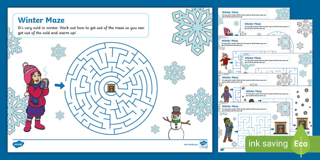 FREE! - Winter Maze Activity Worksheets (teacher made)