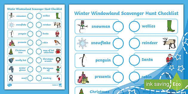 Winter Windowland Scavenger Hunt Checklist (teacher made)